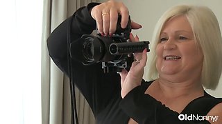 OldNanny - In Stockings Seduce Horny Redhead Girl On Couch