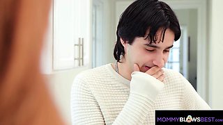 Doing The Chores As My Tattooed Busty Redhead Stepmom Sucks My Big Cock - POV Handjob and hardcore