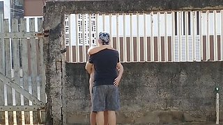 Amateur Brazilian Couple Naughty Flashing in Front Yard - Homemade Handjob with My Exhibitionist Wife