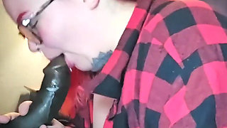 Redhead Aubrey Bigbabe304 Slobbers on a Big Fat Black Cock