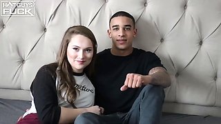 Stuck Is Huge Dick in Her Ass. Tatted Jock