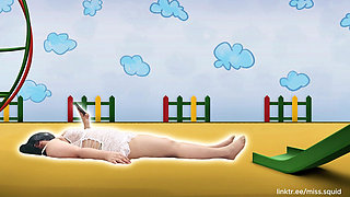 Miss Squid Exercises in White Lingerie