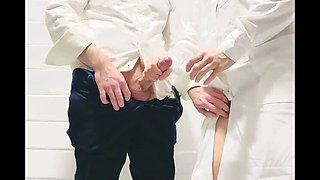 Real Nurse Helps Client Cum for Sperm Test - Hairy Mature MILF Lady Anna Gives Handjob & Creampie