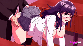 Horny & Busty Brunette Teacher Get Fucked At School - Hentai