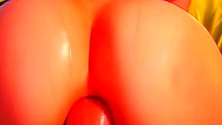 Redhead overalls anal in field, purple hair bedroom cum bath