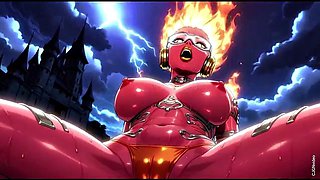 Fire element demon sexy pose Ai animation