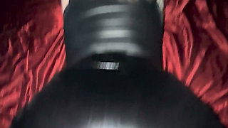 Black Leather Skirt Girl Shows How to Cum on the Skirted Ass