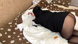 Cum on Arab MILF's Tights