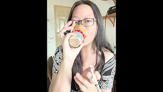 Darkside Smoking Asian: Smoking 3 Cigarettes & Swallowing Ash in Coffee