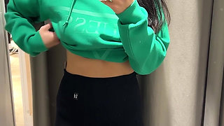 Try on Leggings and Pants, Boobs Tease, Pussy Flashing