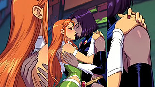 Ai Toon Lesbian Super Sluts - Tongue Kissing Humping Group Softcore