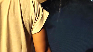 Hot Wife Risking Fucking in Public Pool at Night