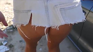 Outdoor POV Bikini Pissing & Fingering Before Cumshot in Car