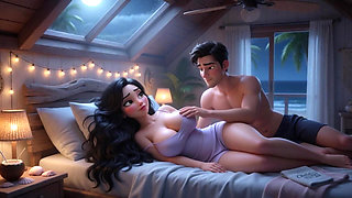 Stepmother's Secret Weekend Passion at the Beach Chalet (ai Generated)