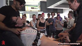 Masochistic slave ravaged in public bar