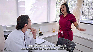 Threesome with the Secretary and the Nurse to Avoid Getting Fired