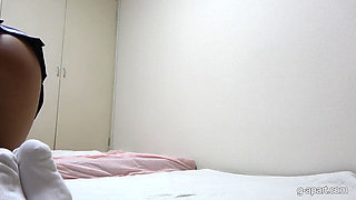 Busty Tanned Japanese Surfer Girl in Braless Student Uniform, Mini Skirt, Wedgie Thong Panties, Socks, Sexy Apartment Cleaning