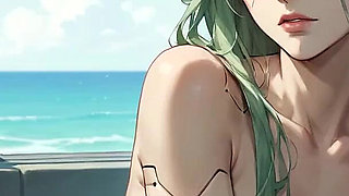 Green-haired Coffee Goddess at Urban Beach