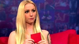 Blonde babe is jerking and kissing