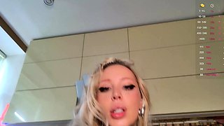 Hot blonde does blowjob and handjob to a some horny men