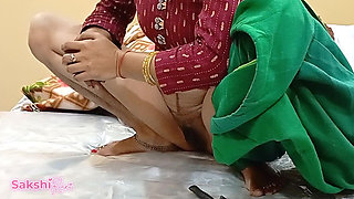 Pussy Shaving Video Desi Maid in Boss Room with Caught Owner Stepson Hindi Dirty Talk