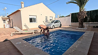 Wild Step Stepsister Dry Humps Me in the Pool