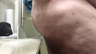 FatAssSmallDick Chris CRS give himself a small enema using hand pump