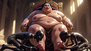 Huge BBW Mistress Foot Worship - Slaves Licking Her Feet to Ecstasy