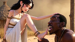 White Woman Tied in Africa - African Man Licking Her Feet