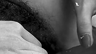 Skinny Teen Sacha Playing Dildo in Her Hairy Pussy