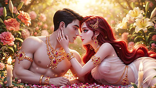 Hot chemistry of desi indian couple in the bedroom - Sexy girl with gold jewelry and muscular guy in full passion