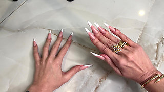 French Manicure Long Nails and Long Fingers