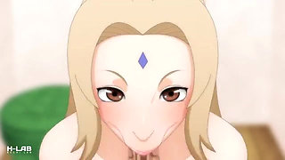 Tsunade blows this cock like a true mature woman