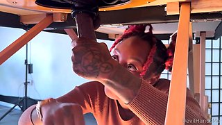 Amateur ebony goddess milks big black cock gloryhole style