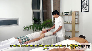 Part 1: My Jealous Husband Joins Me at the Spa While the Masseur Fucks Me Right Next to Him