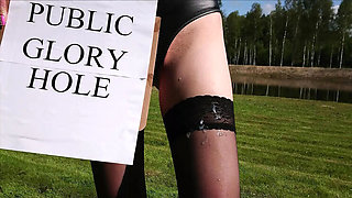 Amateur MILF Petra Takes Arrow's Big Dick at Outdoor Glory Hole - Cum in Mouth Blowjob & Creampie