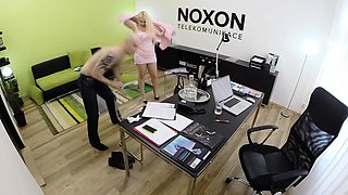 Busty blonde MILF fucked doggystyle on the bed