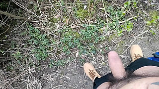 Long Piss in Slow Motion From Uncut Hairy Cock Outdoor