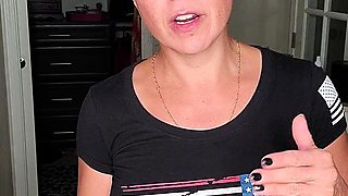 Brunette solo darling masturbating at home