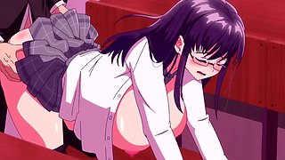 Hentai Room of Guilty Pleasure: Sexy Buxom Nerdy Student Lets Her Teacher Fuck Her In the Lecture Hall