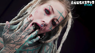 Inked-up Pierced Slut Deep Throat and Ass Pounding