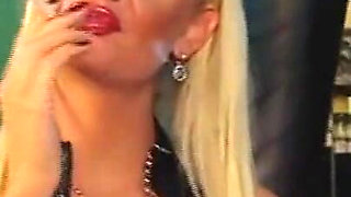 Penis humiliated in latex dress
