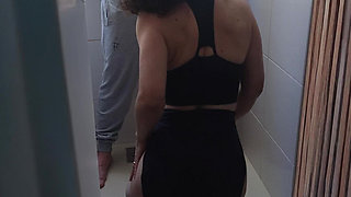 Blowjob and Cum in Mouth While Hubby Showers