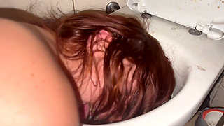 Licking Dirty Floor and Toilet, Flashing Head in It