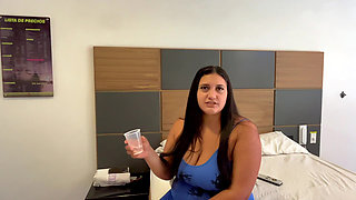 Sweaty neighbor from the gym waits for her husband at my house while he pumps my milk