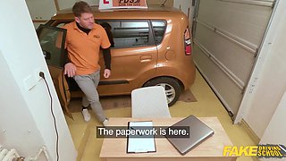 Redheaded girl is going to get fucked by her driving school instructor