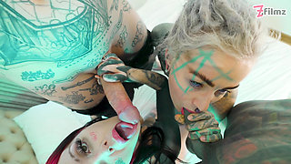 Tattoo Sluts Gaping Anal Holes in Rough Foursome - ATM & POV
