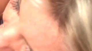 Busty pierced babe pleasured by her lesbo brunette