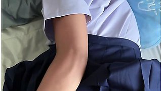An 18-year-old Thai Student In School Uniform Gets Fucked By A Big White Cock