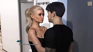 Big boobed blonde teen in an erotic visual novel adventure